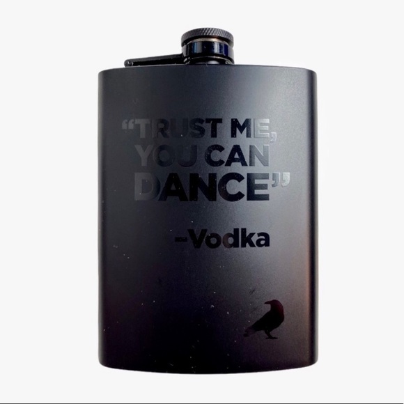 NIB Matte Black BLKSMITH Vodka Flask, “Trust Me, You Can Dance”, Stainless Steel - Picture 9 of 16